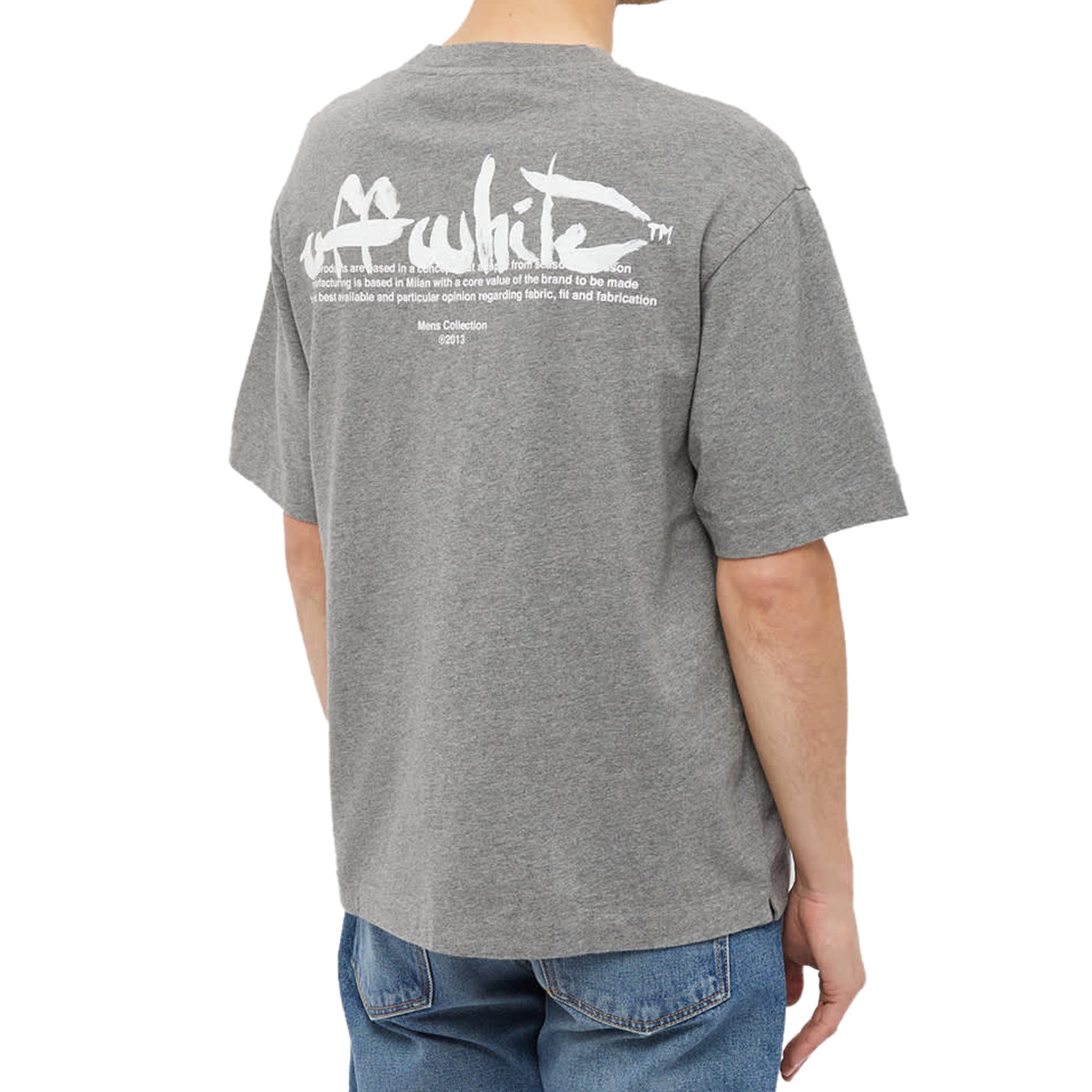 Image of Off-White Paint Script Oversized Skate Grey T Shirt